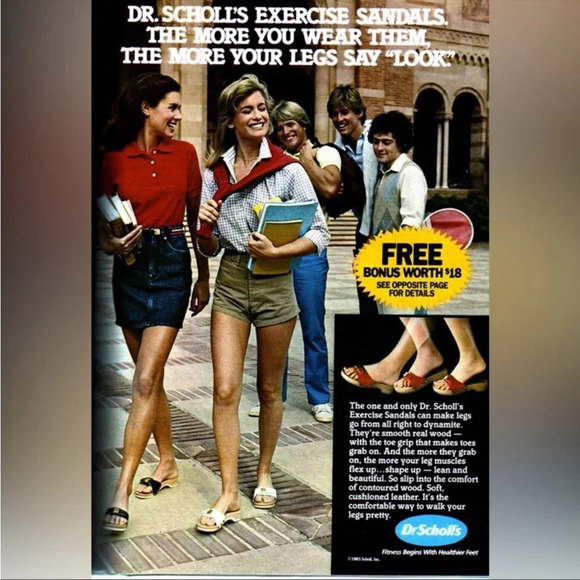 DR SCHOLLS Vintage 1980s black leather wooden The Original Sandal Exercise - Picture 13 of 14